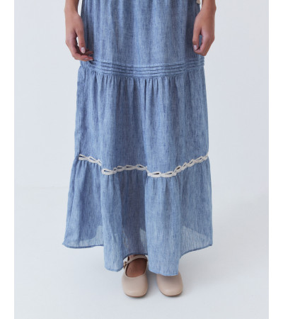 FALDA MIDI VOLANTES DETALLES PLISADOS | MULAYA