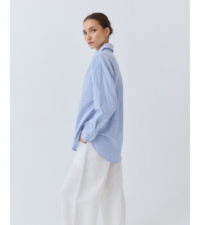 CAMISA RAYAS FINAS CON CUELLO SOLAPA | MULAYA