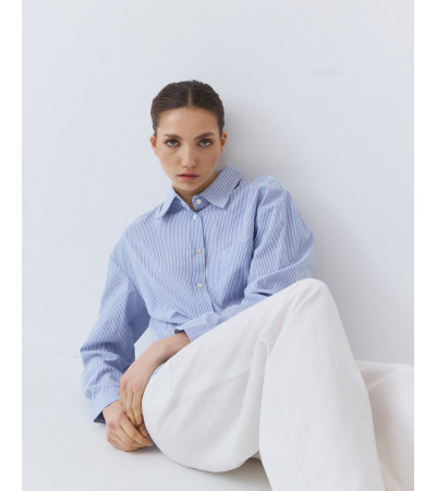 CAMISA RAYAS FINAS CON CUELLO SOLAPA | MULAYA