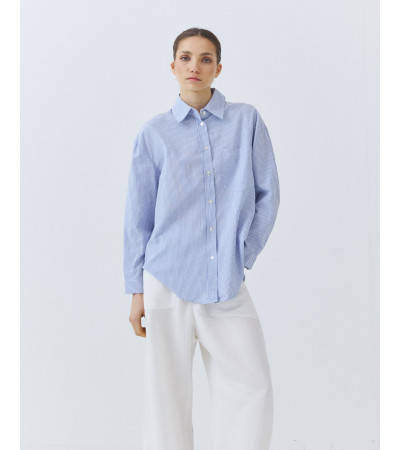 CAMISA RAYAS FINAS CON CUELLO SOLAPA | MULAYA