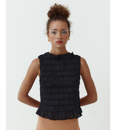 TOP DE CUERPO FRUNCIDO CON CUELLO BARCO | MULAYA