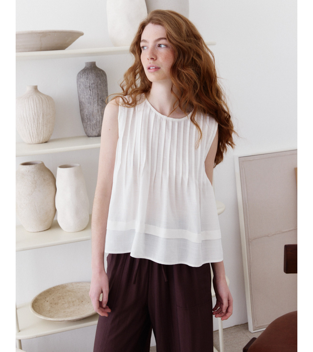 BLUSA MANGA SISA CON DETALLE DE PLIEGUES | MULAYA