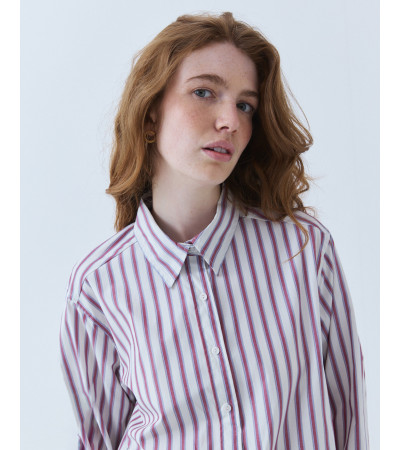 CAMISA DE RAYAS CON CUELLO SOLAPA Y BOTONES | MULAYA