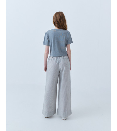 PANTALÓN RECTO DE RAYAS CON PRETINA A CONTRASTE | MULAYA