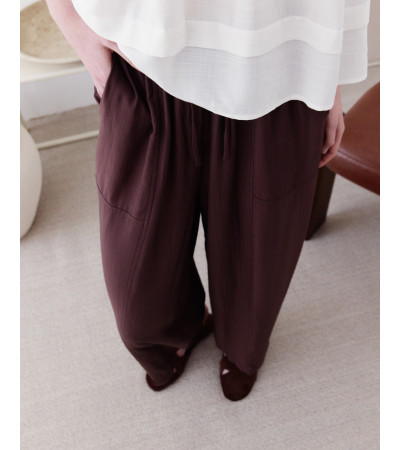 PANTALÓN FLUIDO DE PIERNA ANCHA CON CORDÓN | MULAYA