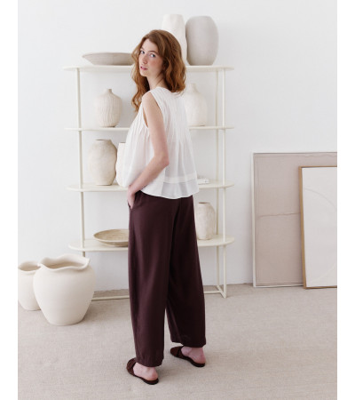 PANTALÓN FLUIDO DE PIERNA ANCHA CON CORDÓN | MULAYA