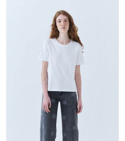 CAMISETA MANGA CORTA DE ALGODÓN CON CUELLO REDONDO | MULAYA