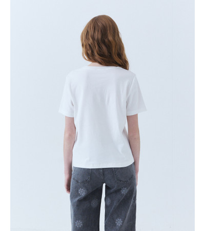 CAMISETA MANGA CORTA DE ALGODÓN CON CUELLO REDONDO | MULAYA