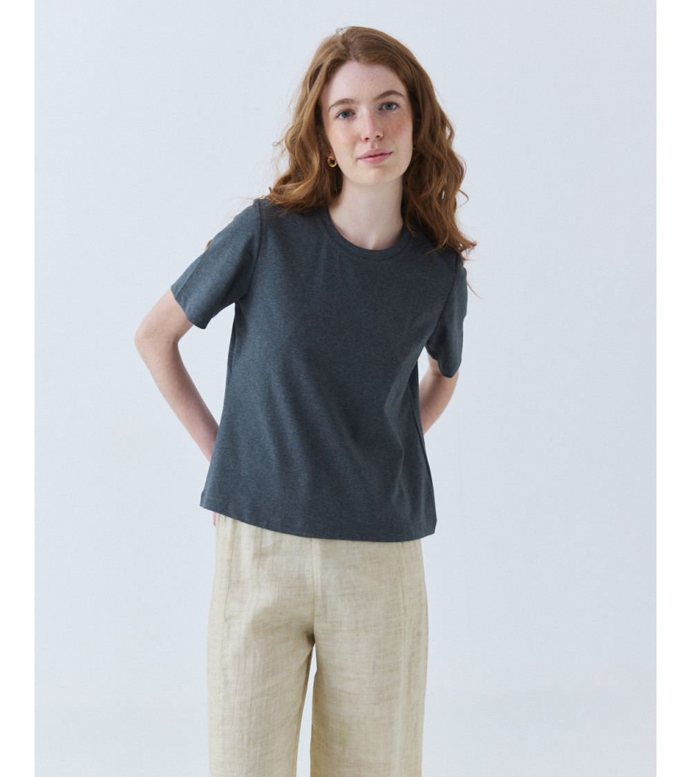 CAMISETA MANGA CORTA DE ALGODÓN CON CUELLO REDONDO | MULAYA