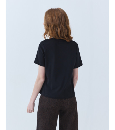 CAMISETA MANGA CORTA DE ALGODÓN CON CUELLO REDONDO | MULAYA