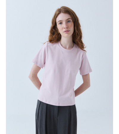 CAMISETA MANGA CORTA DE ALGODÓN CON CUELLO REDONDO | MULAYA