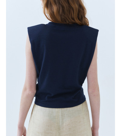 CAMISETA MANGA SISA CON NUDO Y HOMBRERAS | MULAYA