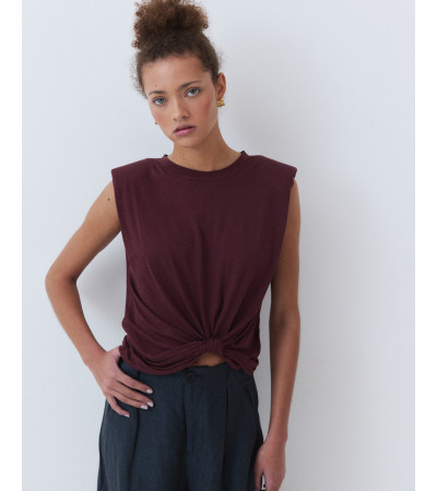 CAMISETA MANGA SISA CON NUDO Y HOMBRERAS | MULAYA
