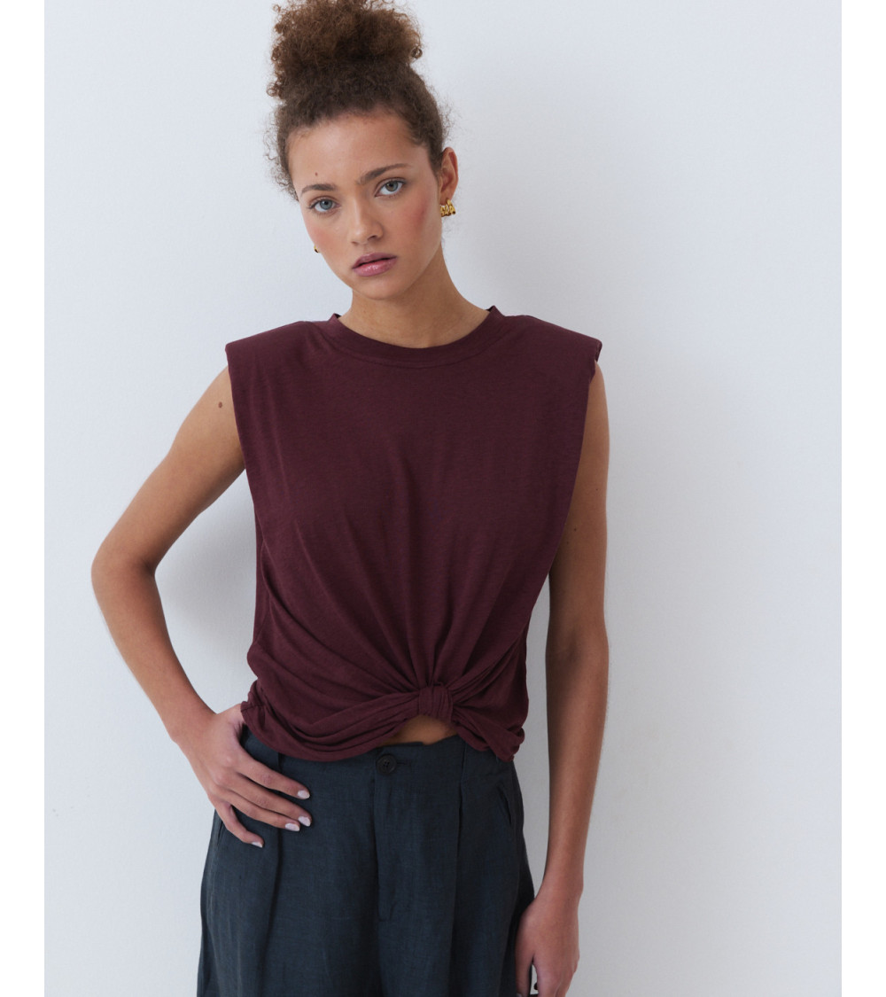 CAMISETA MANGA SISA CON NUDO Y HOMBRERAS | MULAYA