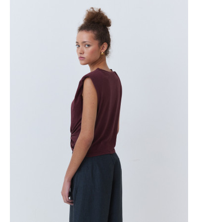 CAMISETA MANGA SISA CON NUDO Y HOMBRERAS | MULAYA