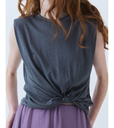 CAMISETA MANGA SISA CON NUDO Y HOMBRERAS | MULAYA