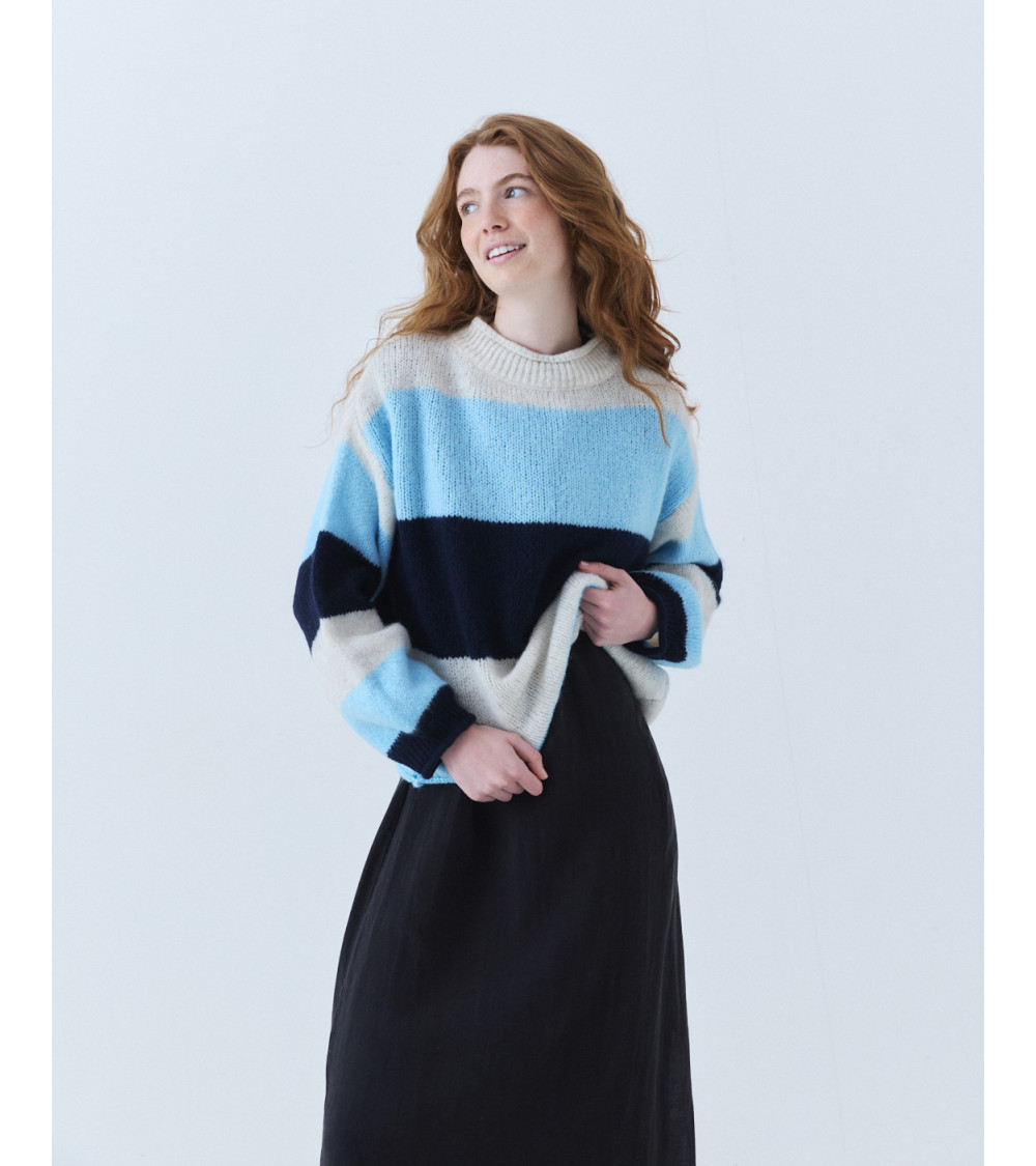 JERSEY DE RAYAS CON CUELLO ALTO Y LANA | MULAYA