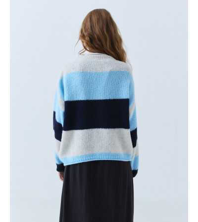 JERSEY DE RAYAS CON CUELLO ALTO Y LANA | MULAYA