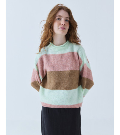 JERSEY DE RAYAS CON CUELLO ALTO Y LANA | MULAYA