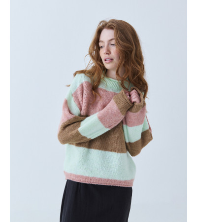 JERSEY DE RAYAS CON CUELLO ALTO Y LANA | MULAYA