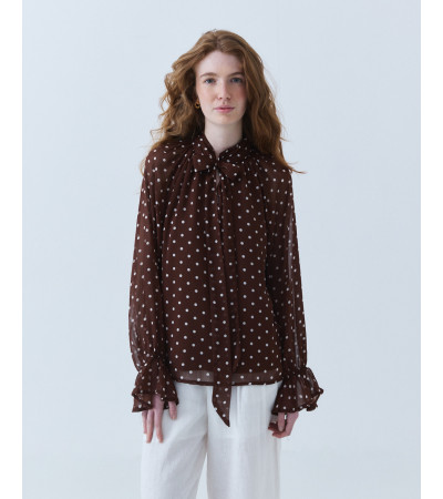 BLUSA SEMITRANSPARENTE LUNARES Y LAZADA | MULAYA