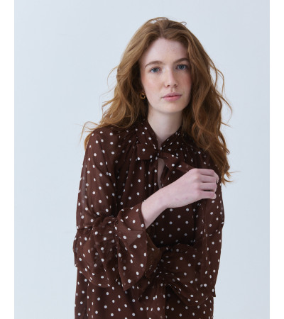 BLUSA SEMITRANSPARENTE LUNARES Y LAZADA | MULAYA