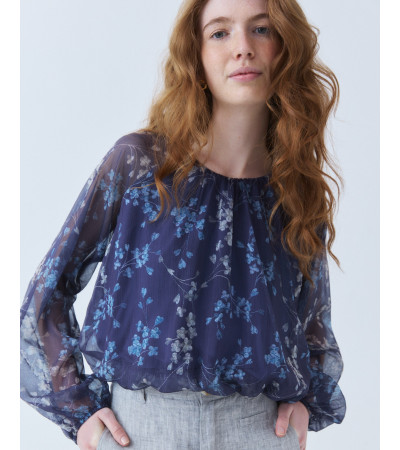 BLUSA CROP ESTAMPADA SEMITRANSPARENTE FORRO | MULAYA