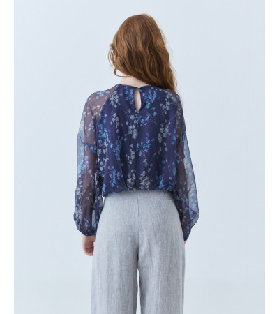 BLUSA CROP ESTAMPADA SEMITRANSPARENTE FORRO | MULAYA