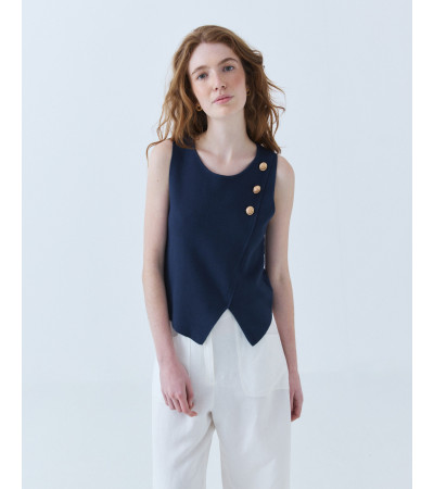 CHALECO DE PUNTO CON BOTONES Y ESCOTE ASIMÉTRICO | MULAYA