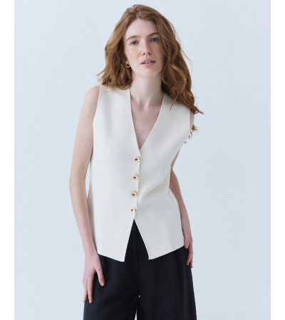 Chaleco de Punto con Botones Dorados | MULAYA