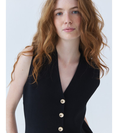 Chaleco de Punto con Botones Dorados | MULAYA