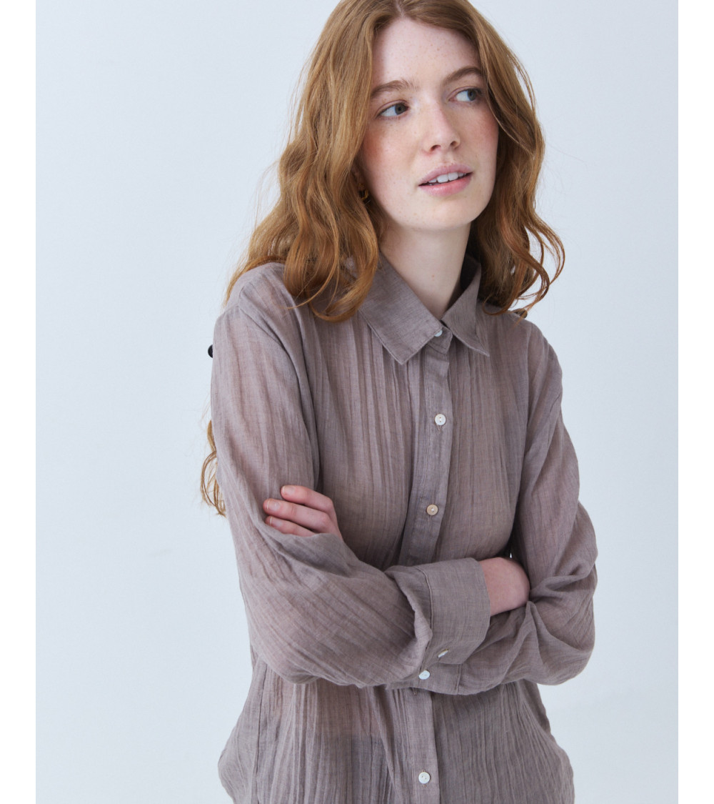 CAMISA SEMITRANSPARENTE DE CORTE CLÁSICO | MULAYA