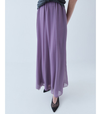 FALDA MIDI FLUIDA CON FORRO Y CINTURA ELÁSTICA | MULAYA