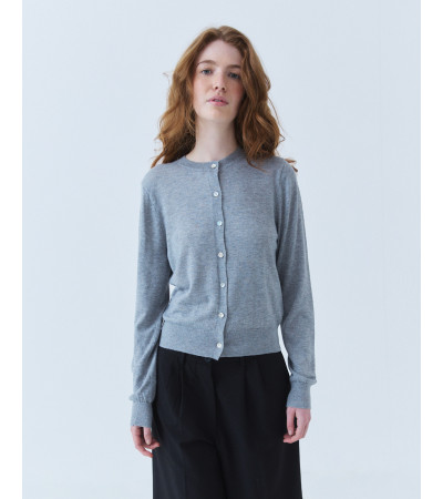 CÁRDIGAN DE PUNTO BÁSICO CON CUELLO REDONDO | MULAYA