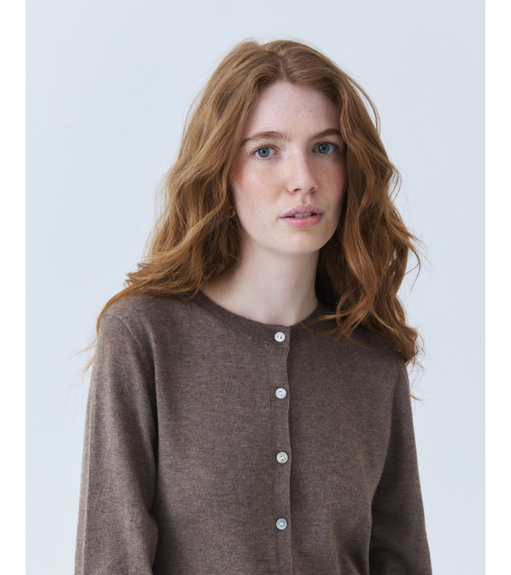 CÁRDIGAN DE PUNTO BÁSICO CON CUELLO REDONDO | MULAYA