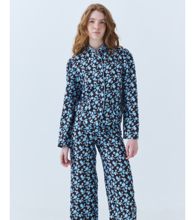 CHAQUETA ESTAMPADA CUELLO MAO Y BOTONES | MULAYA