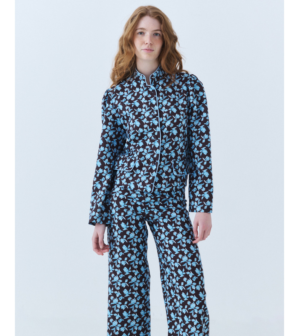 CHAQUETA ESTAMPADA CUELLO MAO Y BOTONES | MULAYA