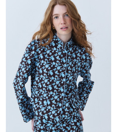 CHAQUETA ESTAMPADA CUELLO MAO Y BOTONES | MULAYA