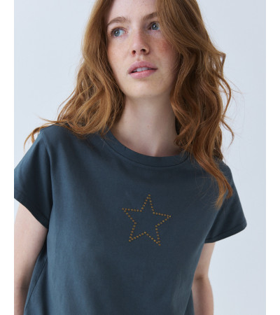 CAMISETA CROP ESTRELLA TACHAS ALGODÓN | MULAYA