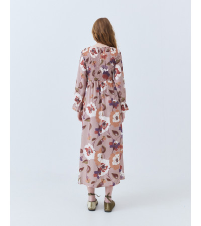 VESTIDO MIDI PANAL DE ABEJA ESTAMPADO FLORES | MULAYA