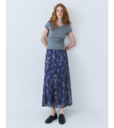 FALDA MIDI ESTAMPADA CON FORRO Y CINTURA ELÁSTICA | MULAYA