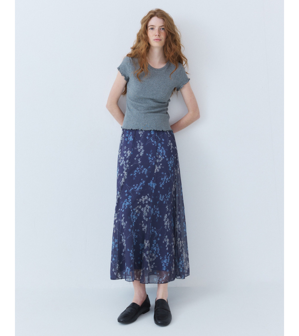 FALDA MIDI ESTAMPADA CON FORRO Y CINTURA ELÁSTICA | MULAYA