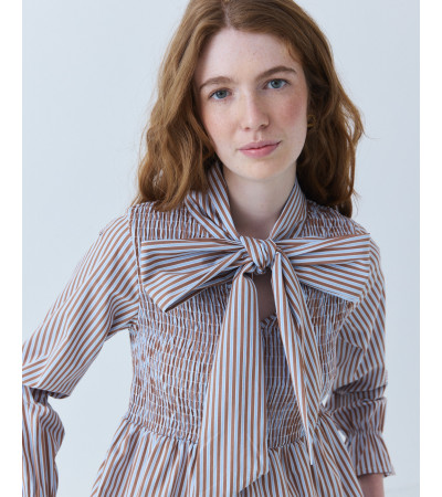 BLUSA LAZADA NIDO DE ABEJA Y CORTE PEPLUM | MULAYA