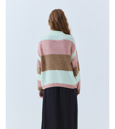 JERSEY DE RAYAS CON CUELLO ALTO Y LANA | MULAYA