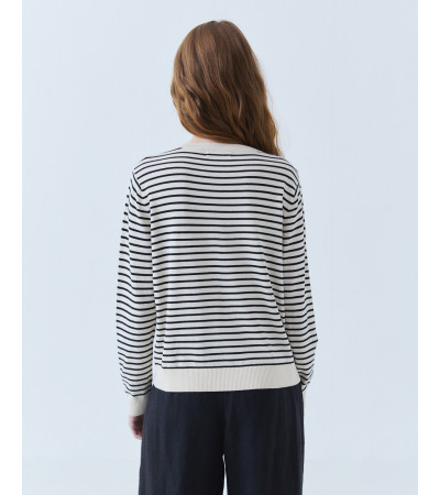 JERSEY DE PUNTO A RAYAS CON CUELLO REDONDO | MULAYA