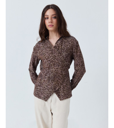 BLUSA CRUZADA CON LAZADA Y ESTAMPADO | MULAYA