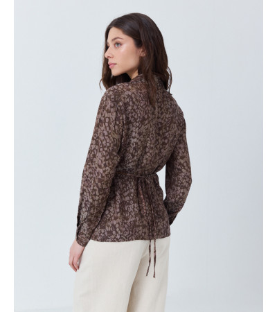 BLUSA CRUZADA CON LAZADA Y ESTAMPADO | MULAYA