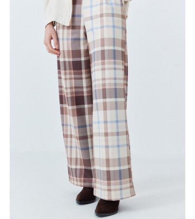 PANTALÓN WIDE LEG CON ESTAMPADO DE CUADROS | MULAYA