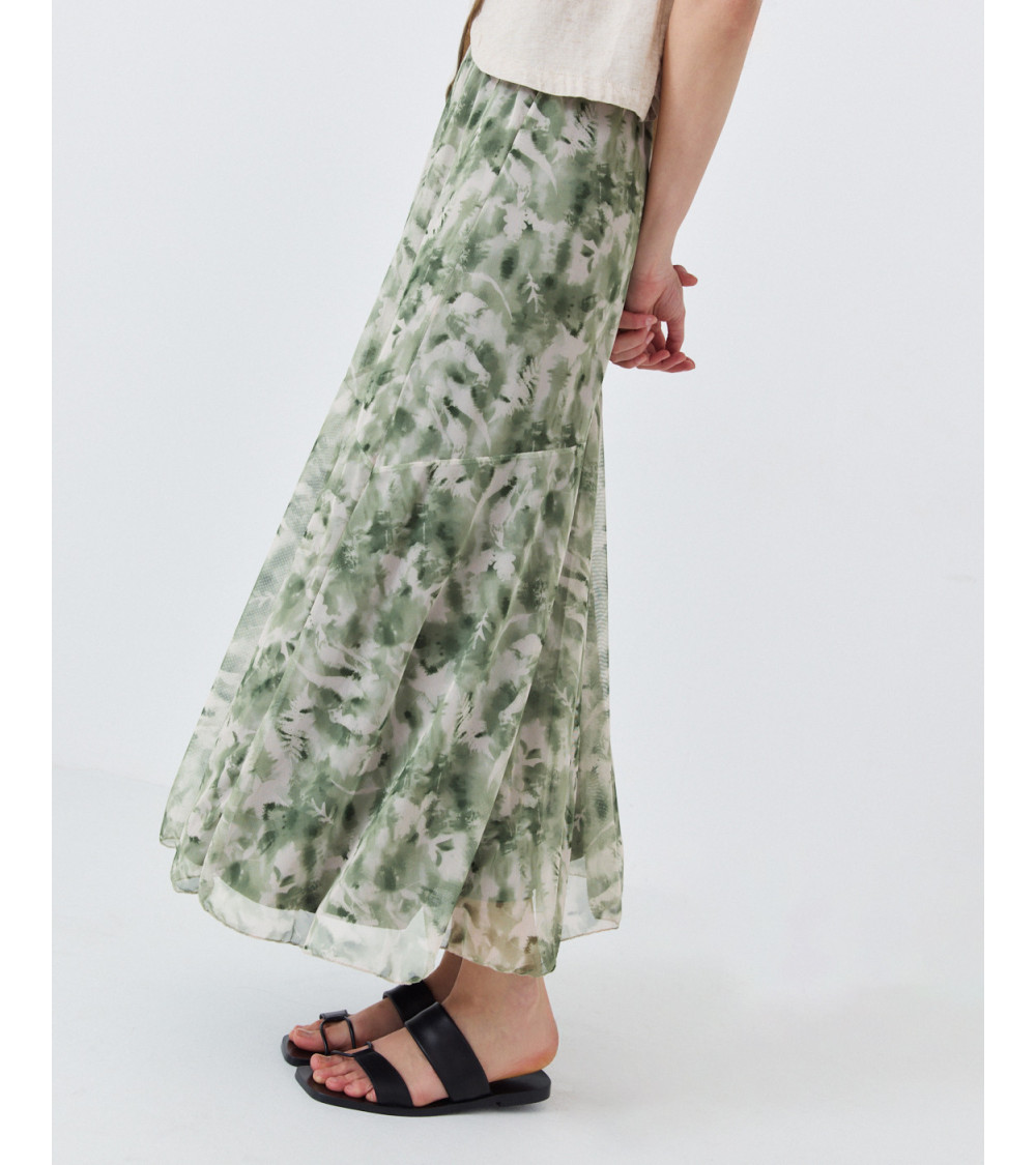 FALDA LARGA DE TUL CON ESTAMPADO ABSTRACTO | MULAYA