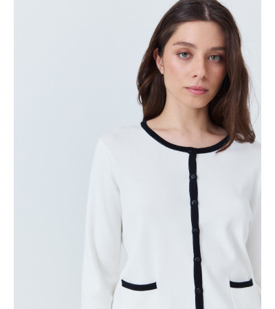 CARDIGAN DE PUNTO A RAYAS CON CIERRE DE BOTONES | MULAYA